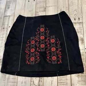 Shyanne Black Skirt with Red Embroidery